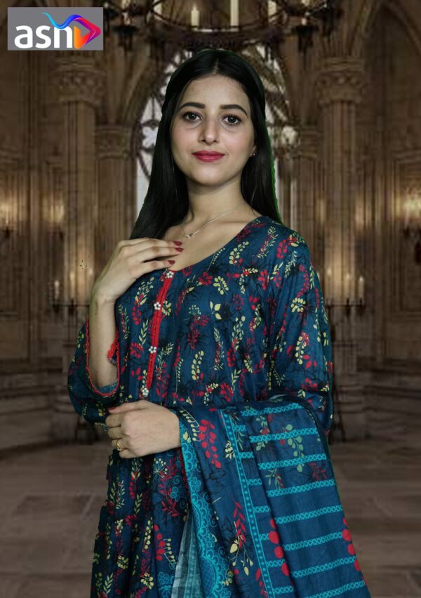 EGD-16 Digital Printed Blue Maxy Ready to Wear 2pc Lawn - Image 2